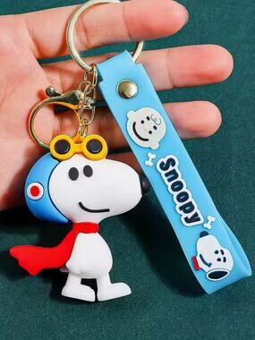 Snoopy Silicone Keychain with Blue Strap